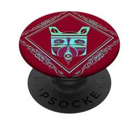 Vinyl Wolf Bleu Vert Dégradé Violet PopSockets PopGrip Adhésif