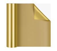 Vinyle Adhésif 30.5cm x 305cm Mat Rouleau Flex Thermocollant pour Cricut, Silhouette Cameo PU Vinyle Permanent pour T-Shirts, Chapeaux, Vêtements, Cadeaux de Bricolage Or