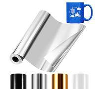 Vinyle Adhésif Argent, 30x457,2 cm Rouleau de Vinyl Permanent, Film Autocollant Vinyle pour DIY Mugs, Tasses, Verre, Fenêtres, Lettres, Compatible avec Cricut, Silhouette Cameo