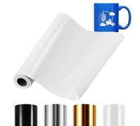Vinyle Adhésif Blanc, 30x457,2 cm Rouleau de Vinyl Permanent, Film Autocollant Vinyle pour DIY Mugs, Tasses, Verre, Fenêtres, Lettres, Compatible avec Cricut, Silhouette Cameo