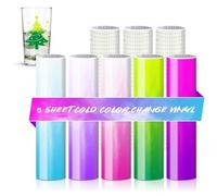 Vinyle adhésif permanent à changement de couleur à froid pour Cricut Joy Xtra, 5 couleurs, changement de couleur à froid, adhésif intelligent permanent avec 3 feuilles de transfert, 24 x 30,5 cm