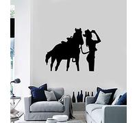 Vinyle Applique Wall Sticker Cow-Girl Cheval Western Décoration De La Maison Mode Salon Chambre Décoration Murale Stickers Muraux 54X42 Cm