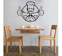 Vinyle Décor Pour Cuisine Cuisinier Restaurant Chef Sticker Mural Amovible Cuisine Mur Art Mural Accueil Décors Stickers Muraux Signe 42X32 Cm