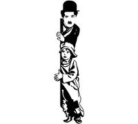 Vinyle décoratif « Charles Chaplin, The Kid" » Couleur au choix (L - 180 x 45 (colle droite), noir)