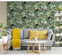 Paradisio 2 Jungle Oiseaux Exotique Feuillage Erismann Peint - Vert 10121-07