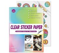 Vinyle Imprimable pour Imprimante à Jet d'Encre [85% Transparent] - 25 Feuilles Autocollantes et Hydrofuges pour Cricut, Autocollants de Bricolage, Étiquettes