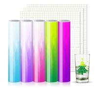 Vinyle intelligent permanent à changement de couleur à froid pour Cricut & Silhouette Camo 5 couleurs changeant de couleur froide Smart Adhesive Vinyle permanent avec 3 films de transfert 24 x 30,5 cm