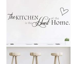 Vinyle Mur Citations Autocollants The Kitchen is the Heart of the Home Dicton Décalcomanie Décalcomanie Lettre Enthousiasme Vinyle Décor Art Mural pour Salon Chambre à coucher