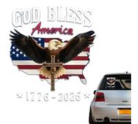 Vinyle pour fenêtre de voiture - 250e anniversaire drapeau américain 1776-2026 Dieu bénisse Mural, vinyle et décalcomanies pour voiture, camion, SUV