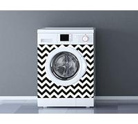 Vinyle pour lave-linge Zigzag blanc et noir | Plusieurs dimensions 60 x 85 cm | Adhésif résistant et facile à appliquer | Autocollant décoratif design professionnel