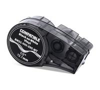 Vinyle Ruban Toutes Saisons Compatible pour Vinyle Ruban Étiqueteuse Noir sur blanc 12,7mm x 6,4m (Black on White Vinyl Film Label tape)