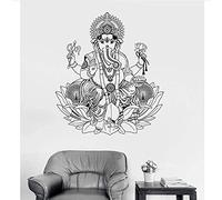 Vinyle Sticker Ganesha Lotus Hindouisme Hindouisme Hindouisme Inde Sticker Mural Décoratif Éléphant Stickers Muraux Décor À La Maison Salon 56X65Cm