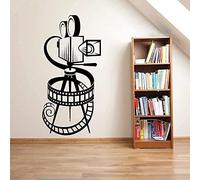 Vinyle Sticker Mural Caméra Film Bobine Fleur Home Cinéma Théâtre Affiche Faire Art Déco 42X86 Cm