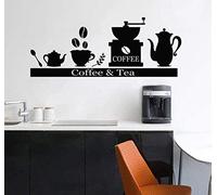Vinyle Sticker Mural Stickers Machine À Café Machine À Café Porte-Gobelet À Thé Étagère Cuisine Salon Décoration Art 57X25 Cm