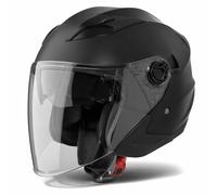VINZ Calobra Casque Jet avec Visière Solaire et Visière | Casque de Scooter Moto | Certifié ECE 22.06 | Tailles XS-XXL - Noir Mat