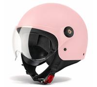 VINZ Duoro Casque Moto Type Jet pour Scooter et Cyclomoteur | pour Femmes | Tailles XS à XXL | Visière Intégrée | Homologué ECE 22.06 - Rose Mat