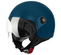 VINZ Duoro Casque Moto Type Jet pour Scooter et Cyclomoteur | pour Hommes et Femmes | Tailles XS à XXL | Visière Intégrée | Homologué ECE 22.06 - Bleu Foncé Mat