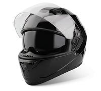 VINZ Kennet Casque intégral avec visière Solaire | Casque de Moto intégral homologué ECE 22.06 | Casque Full-Face pour Moto et Scooter | pour Femmes et Hommes | Tailles XS-XXL - Noir