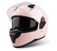 VINZ Kennet Casque intégral avec visière Solaire | Casque de Moto intégral homologué ECE 22.06 | Casque Full-Face pour Moto et Scooter | pour Femmes et Hommes | Tailles XS-XXL - Rose Mat