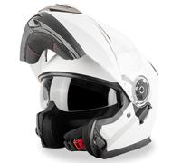 VINZ Santos Casque modulable avec visière Solaire | Homologué ECE 22.06 & Compatible PINLOCK | Casque de Moto intégral | Casque Moto modulable | Tailles XS-XXL - Blanc