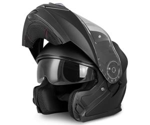 VINZ Santos Casque modulable avec visière Solaire | Homologué ECE 22.06 & Compatible PINLOCK | Casque de Moto intégral | Casque Moto modulable | Tailles XS-XXL - Noir Mat