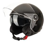 VINZ Tobia Casque Jet avec Visière Solaire et Visière | Casque de Scooter Moto / Vintage | Certifié ECE 22.06 | Tailles XS-XXL - Noir