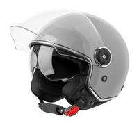 VINZ Tobia Casque Jet avec Visière Solaire et Visière | Casque de Scooter Moto / Vintage | Certifié ECE 22.06 | Tailles XS-XXL - Gris