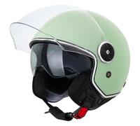VINZ Tobia Casque Jet avec Visière Solaire et Visière | Casque de Scooter Moto / Vintage | Certifié ECE 22.06 | Tailles XS-XXL - Vert Menthe