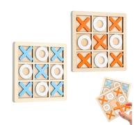 VINZOR Jeu de Morpion en Bois 2 Sets, Tic Tac Toe et Tic Tac Boum Style Jeu de Société Classique, Jeu de Voyage Compact et Léger 14x14 cm, Idée Cadeau pour Enfants et Famille