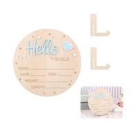 VINZOR Panneau d'Annonce de Bébé, Bois, 15cm Panneau Hello World de Nom Nouveau-Né pour Garçon ou Fille d'Annonce Naissance pour Hôpital Décoration Chambre d'Enfant Baby Shower Accessoire Photo