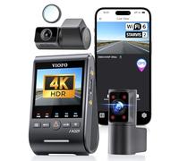 VIOFO Caméra embarquée A329S 3CH 4K avant arrière, 4K + 2K + 2K, 3 objectifs, mode stationnement à économie d'énergie, caméra intérieure ultra grand angle 210°, contrôle Wi-Fi 6 et application, trois