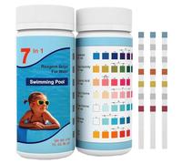 Viojrlly 100 PCS 7 en 1 Bandelettes de Test Piscine, Test de Qualité D'Eau, Piscine pour Tester Chlore Total, Le Brome, La Dureté Totale, L'Alcalinité Totale, L'Acide Cyanurique, chlore libre, PH