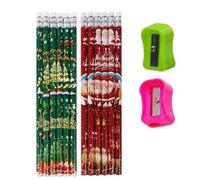 Viojrlly 12 Pièces SCrayon de Noël, Cadeau de Noël Crayons en Bois avec Noël Bande Dessinée Père Noël Renne Arbre de Noël Stylo de Noël Party Favor Cadeau École Bureau Famille Papeterie Fourniture (B)