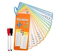 Viojrlly 15 Feuilles Cartes d'apprentissage, Cartes d'apprentissage de la Division pour Enfants, Jeu d'apprentissage, Rentrée des Classes, Portable pour Apprendre à Calculer Primaire