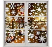 Viojrlly 155 Pièce Noël Autocollants Fenetre, Decoration Noel Stickers Fenetre Flocon de Neige Décoration Noel Interieur, DIY Amovibles PVC Réutilisables Autocollant Statique pour Fenetre, Porte (D)
