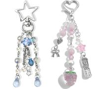Viojrlly 2 pcs Charmes Y2K esthétiques Design Étoile&Cœur - Accessoires Y2K trendy pour Filles & Femmes ! Attachants sacs et Portes-clés Adorables- Collection Nouveautés Accessoires Fashion