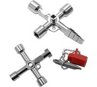 Viojrlly 2 Piece Switchgear Wrench, 4 Way Multifunctional Utility Wrench, Multifunctional Cross Key Universal Key, Practical Multifunctional Cross Key