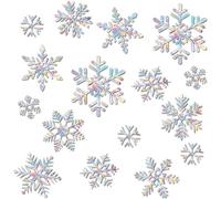 Viojrlly 26 Pièce Noël Autocollants Fenetre, Decoration Noel Stickers Fenetre Flocon de Neige Décoration Noel Interieur, DIY Amovibles PVC Réutilisables Autocollant Statique pour Fenetre, Porte (B)