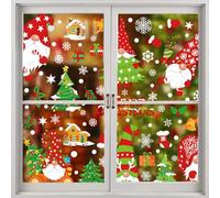 Viojrlly 9 Pièce Noël Autocollants Fenetre, Decoration Noel Stickers Fenetre avec Flocon de Neige Père Noël Wapiti de Neige Décoration Noel Interieur, Amovibles Réutilisables Autocollant Statique (H)