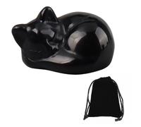 Viojrlly Obsidienne Chat Cristaux Pierres de Guérison Cristaux de Chat Décoration Figurine de Chat Noir Dormant Statue Brillant Statue en Pierre Décorations pour Amoureux des Chats Hommes Femmes