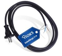 VIOKS Câble de raccordement pour sèche-cheveux - 2 x 1 mm² - 2 m - Noir - H05VV-F - Câble de raccordement à 2 fils - Câble d'alimentation pour sèche-cheveux