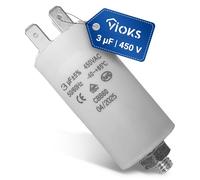 VIOKS CBB 60 Condensateur 3µF 450V - Condensateur de Démarrage Antiparasite Led Électrolytique Universel avec Cosses AMP 6,3mm et Vis de Fixation M8 pour Appareils Électriques Domestiques