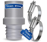 VIOKS Ensemble de 2 colliers de tuyau 20-32mm & adaptateur de vidange pour machine à laver 22mmØ pour 22mmØ - Connecteur de tuyau de vidange pour lave-vaisselle