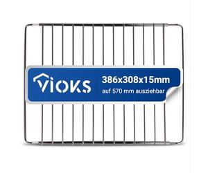 VIOKS Grille de Four Universelle Extensible 390/570x310 mm pour Cuisson, Convient comme Grille pour Four Bosch, Whirlpool ou Grille de Pâtisserie