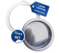 VIOKS Lot de 1 joint d'étanchéité et 1 filtre de 63 mm de rechange pour cafetière Bialetti et passoire pour cafetière Bialetti 4 tasses/Musa et Venus
