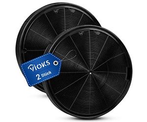 VIOKS Lot de 2 filtres à charbon actif pour hotte aspirante AEG Electrolux 902980046/4 9029793578 E3CFF62 Faber EFF62 Bosch 00748732 00748733 DHZ5316 Whirlpool 484000008 674 Filter rond