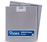 VIOKS Lot de 2 filtres de hotte aspirante 305 x 267 x 9 mm de rechange pour Aoom G 405525042/9 Elica GRI0009219A KIT0010805 Filtre à graisse en métal pour hotte aspirante Whirlpоol Elica A