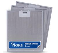 VIOKS Lot de 3 filtres à graisse en métal - 305 x 267 x 9 mm - Pour hotte aspirante AEG 405525042/9 Elica GRI0009219A KIT0010805 - Pour hotte aspirante AEG Elica Juno