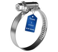 VIOKS Lot de colliers de serrage pour tuyau d'essence, 1 x 20-32 mm de diamètre, petits colliers de serrage en acier inoxydable, colliers de serrage pour machine à laver/tuyau d'eau