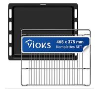 VIOKS plaque de cuisson profonde 465x375 x30mm / plaque de cuisson profonde extensible + grille pour remplacement de four pour Bosch 00662999 00574876